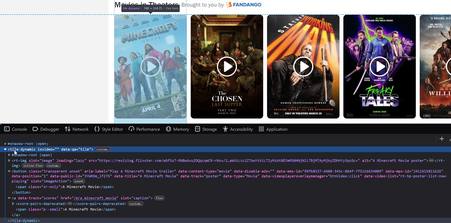 An individual movie on RottenTomatoes