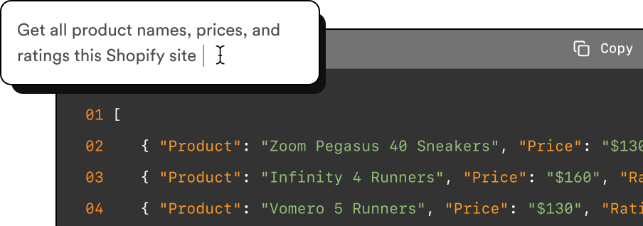 Natural language scraping interface